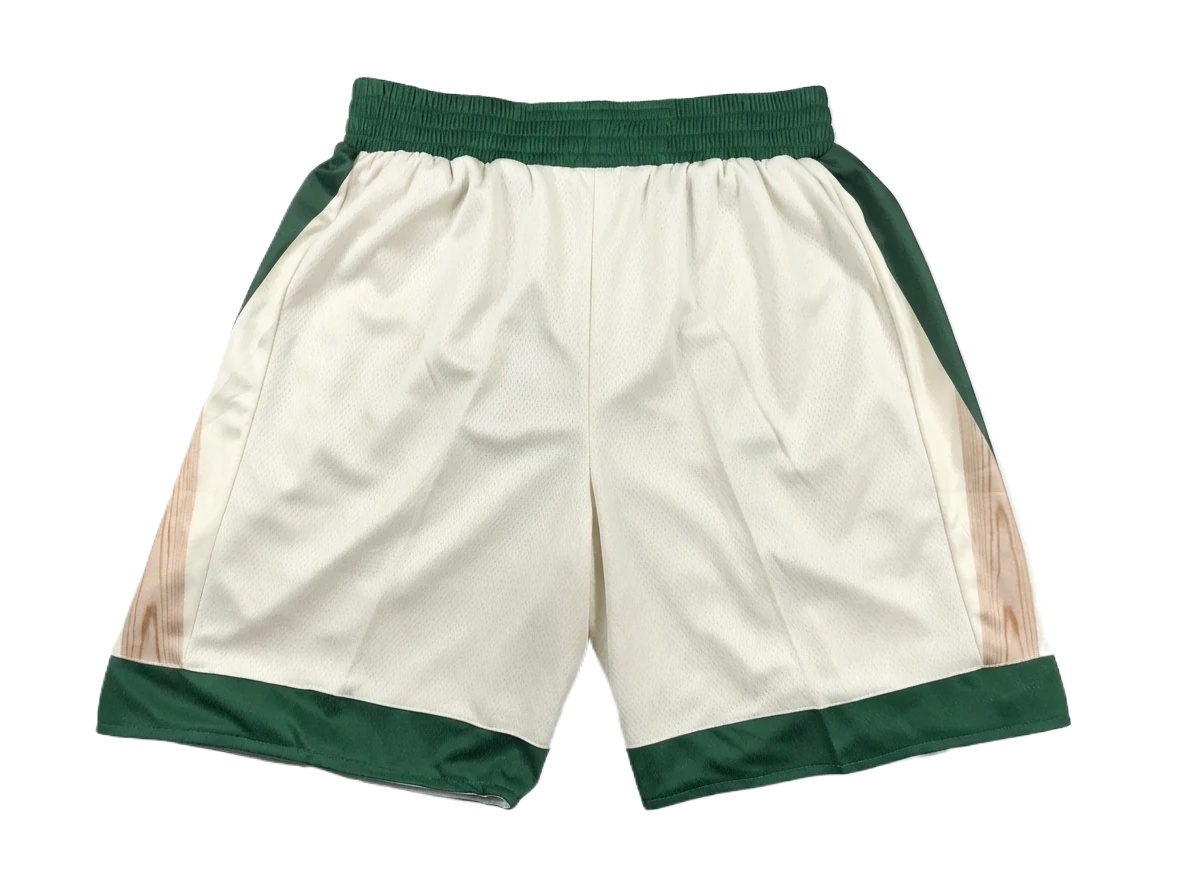 Tatum retro-style white and green shorts