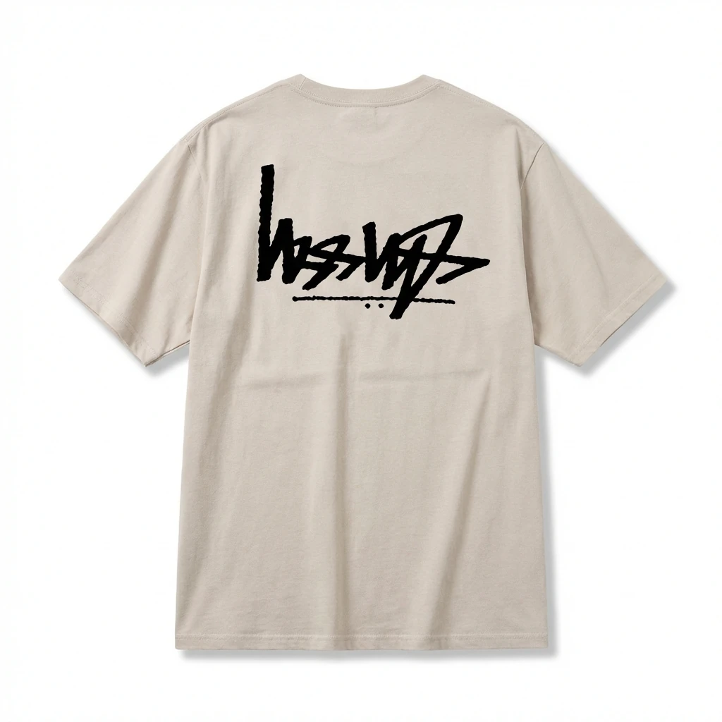 Stussy graffiti-style light gray T-shirt