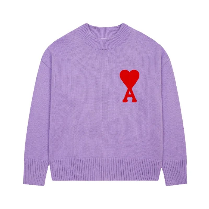 Ami Paris Casual Heart logo sweater Green Knit Top for Streetwear Looks