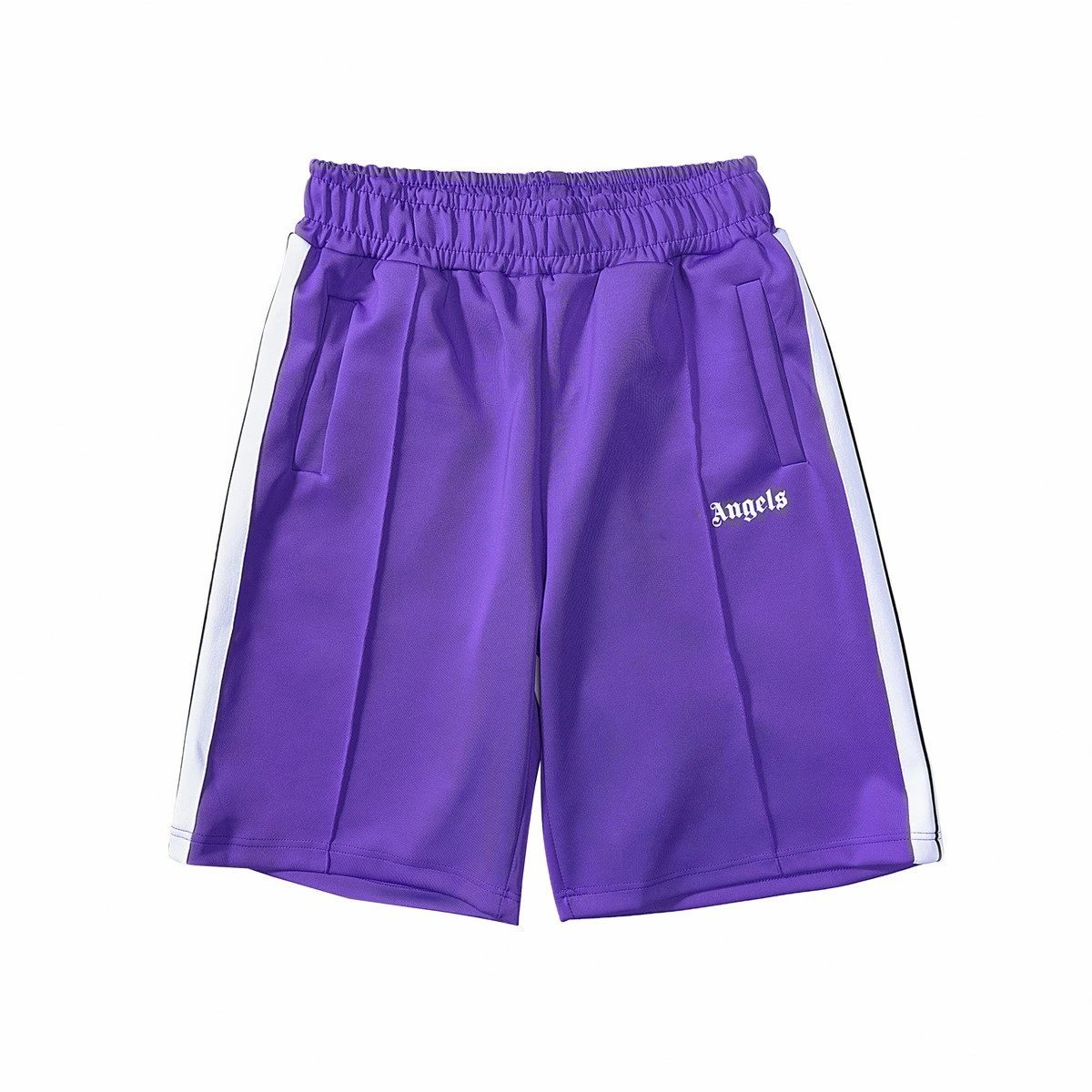 Palm Angels Patterned Track shorts Black Side Stripe with Polished Detail