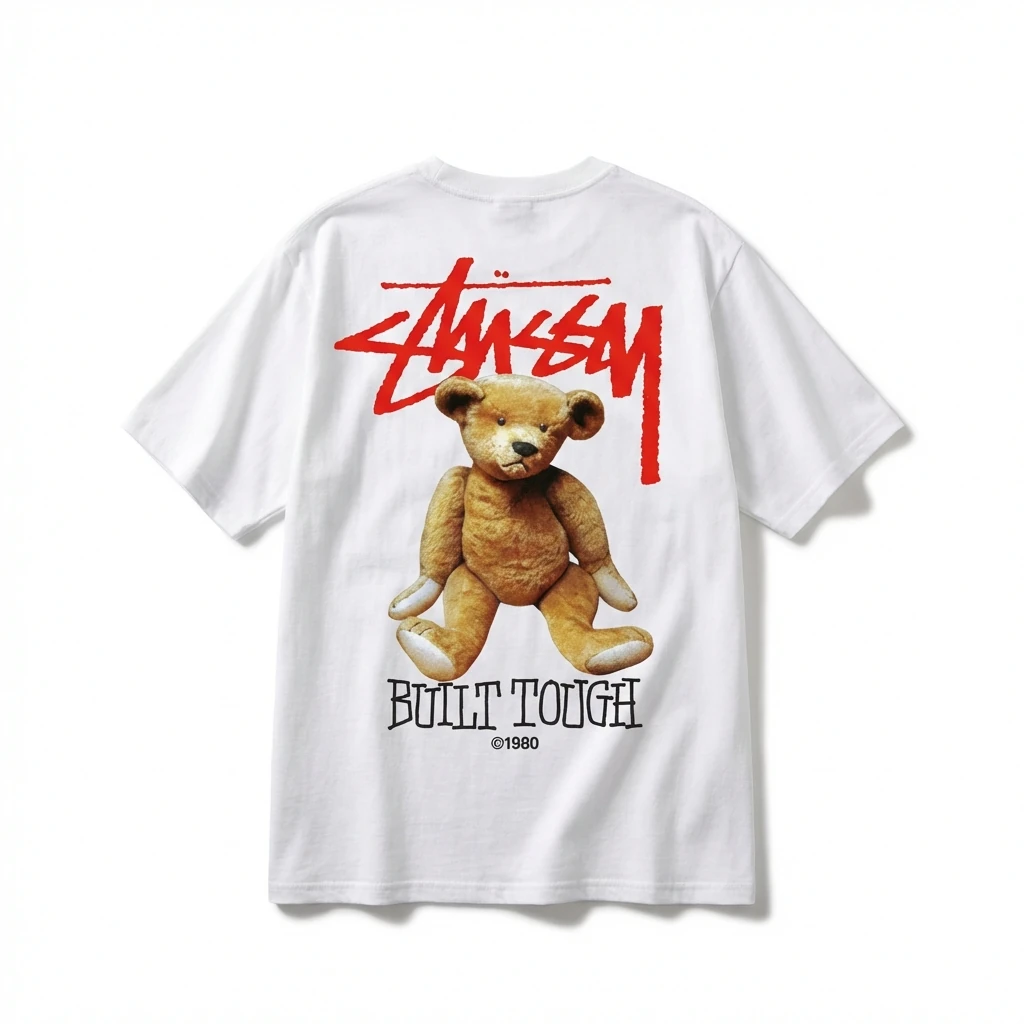 Stussy Bear Print White T-shirt