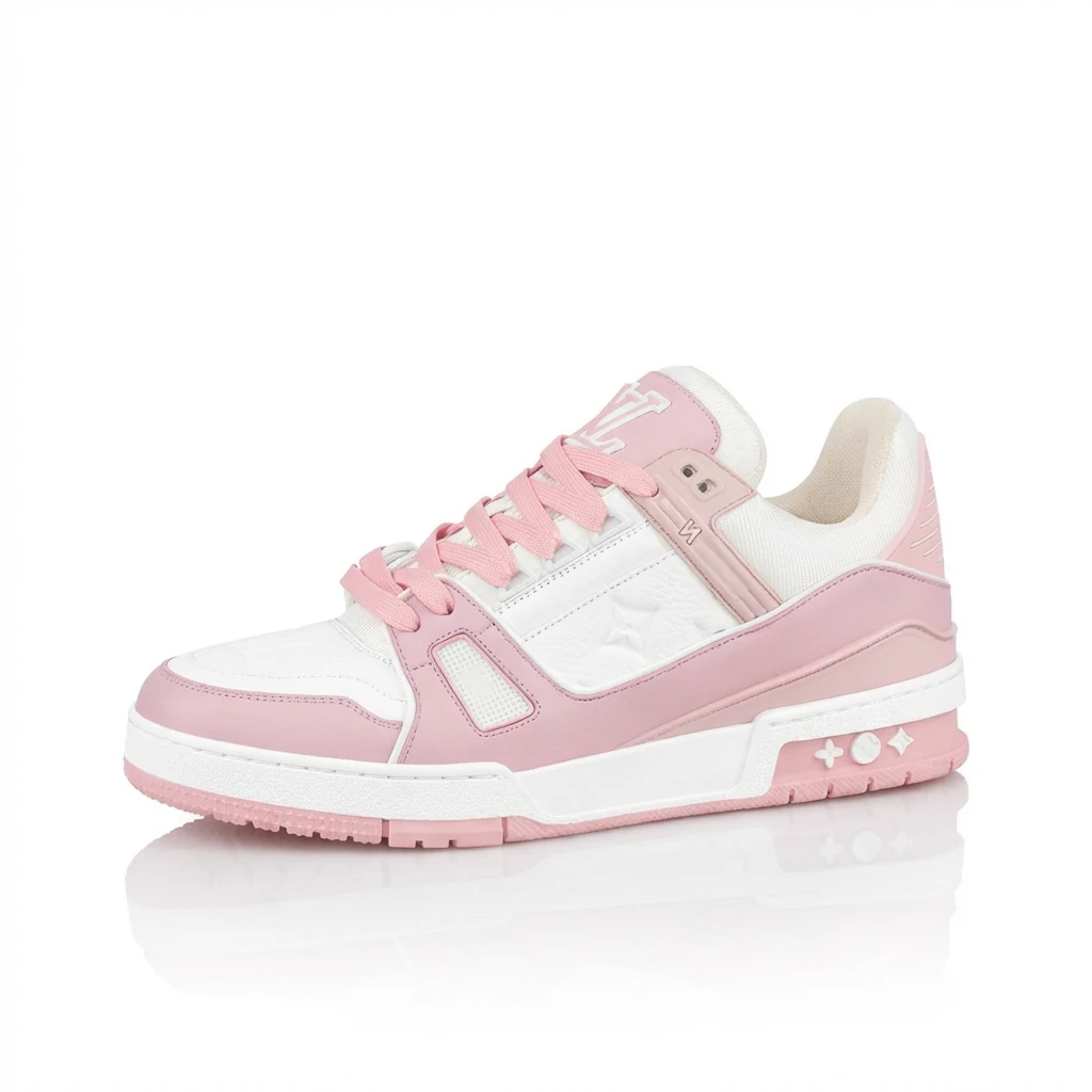 Louis Vuitton pink and white fashionable sports shoes