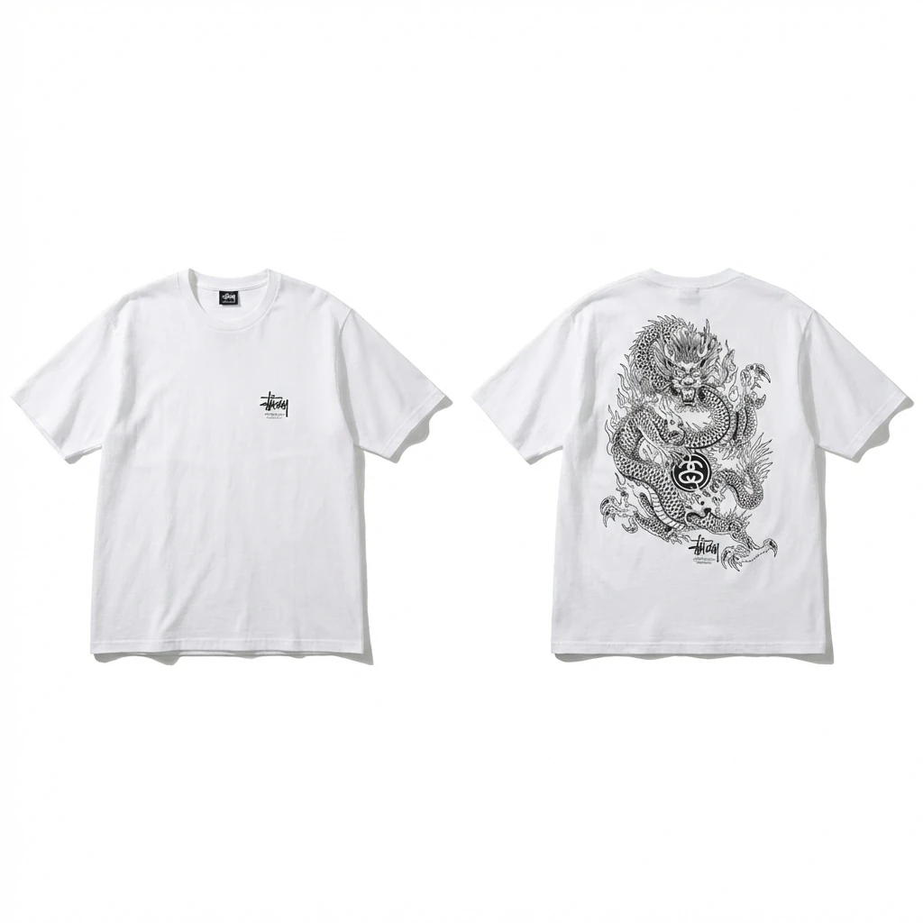 Stussy Chinese-style white T-shirt