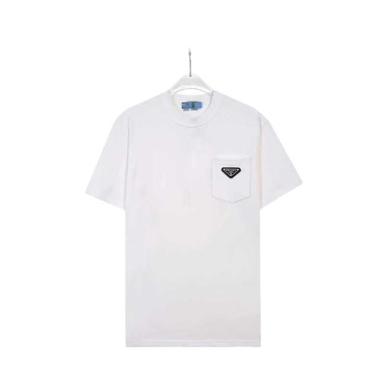 Prada Triangle Logo Minimalist Style White T-Shirt