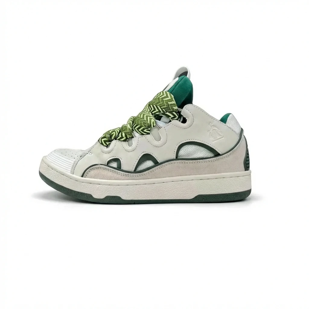 LANVIN retro-style gray and white sports shoes