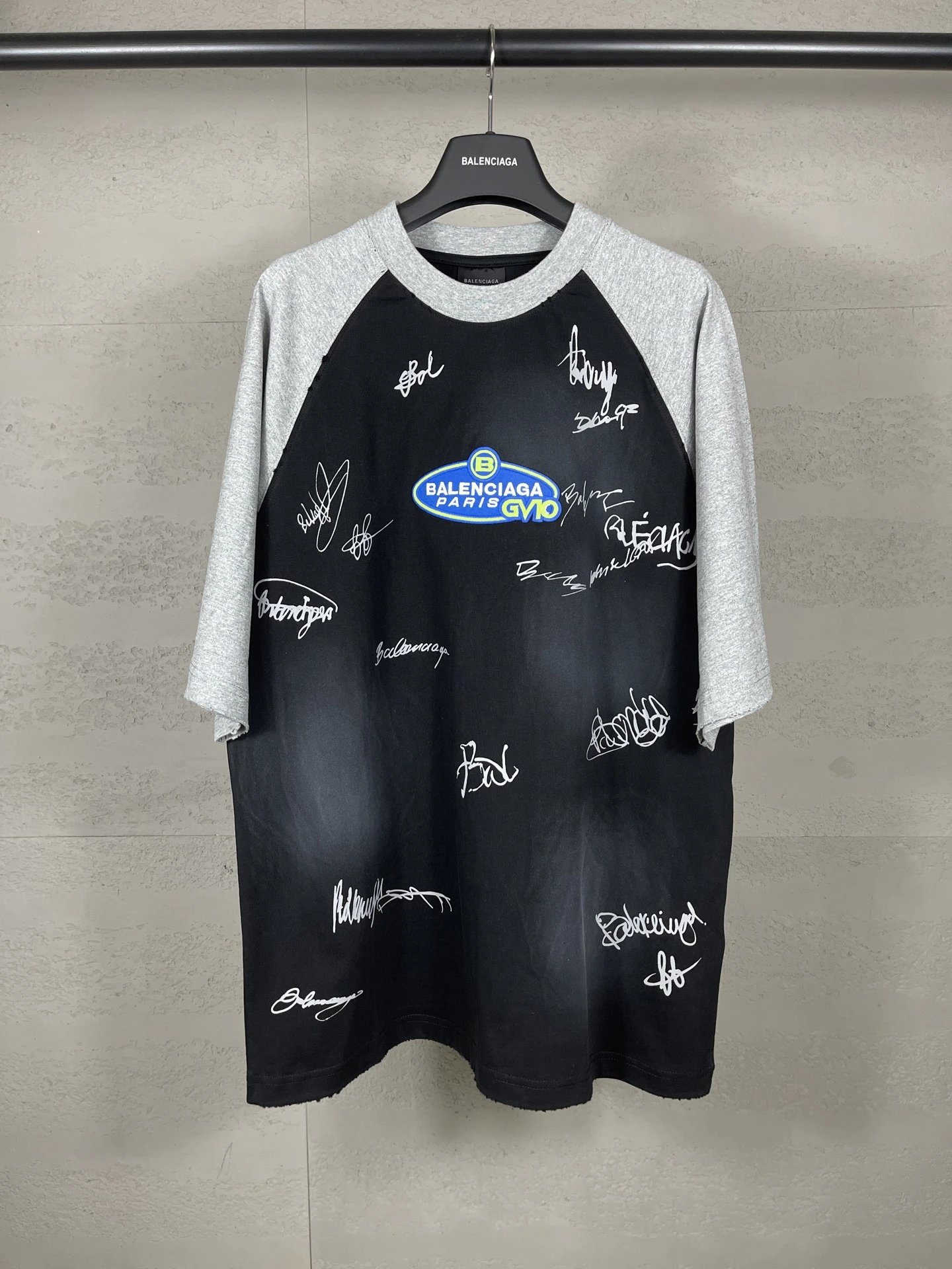 Balenciaga Signature Style Black and Grey T-shirt