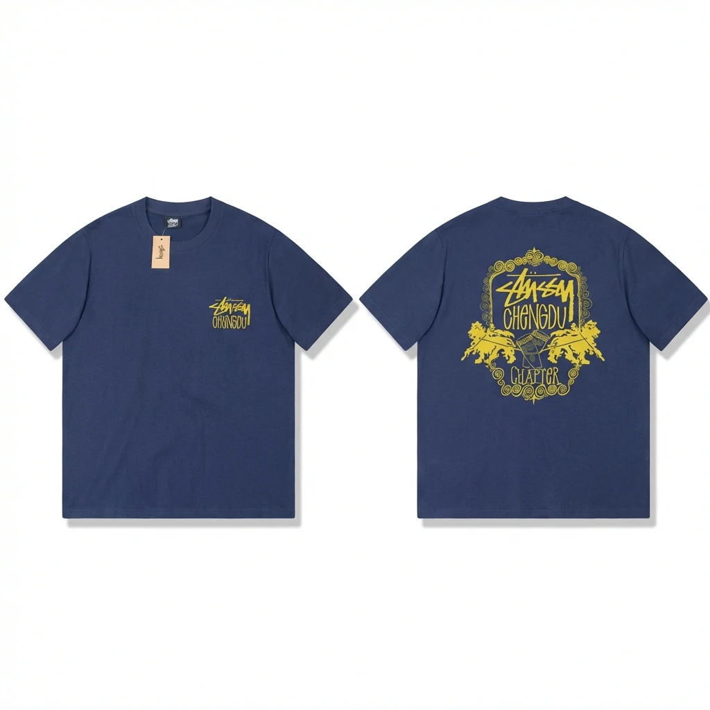 Stussy Chengdu Series Deep Blue Trendy T-shirt