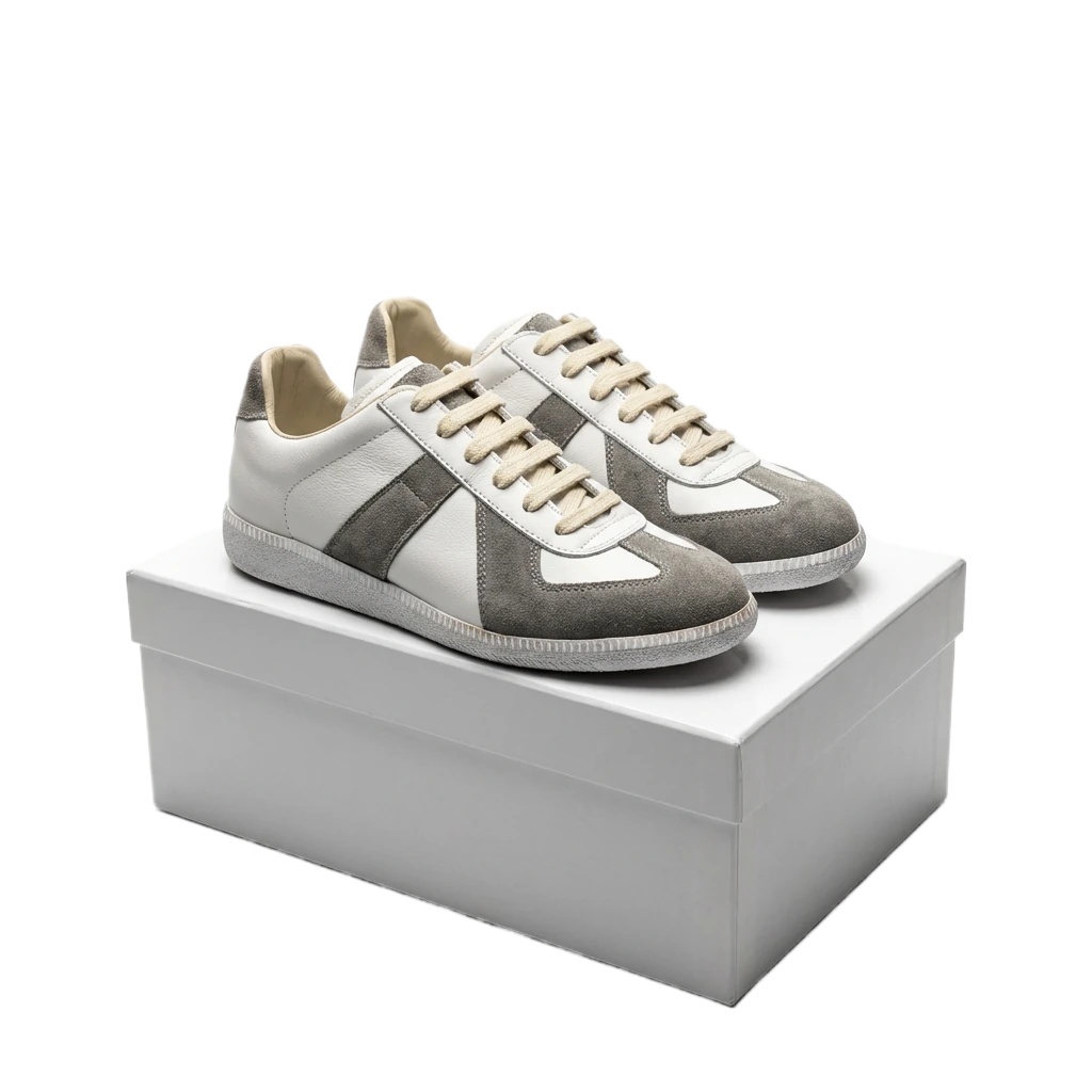 Maison Margiela retro-style gray and white sneakers