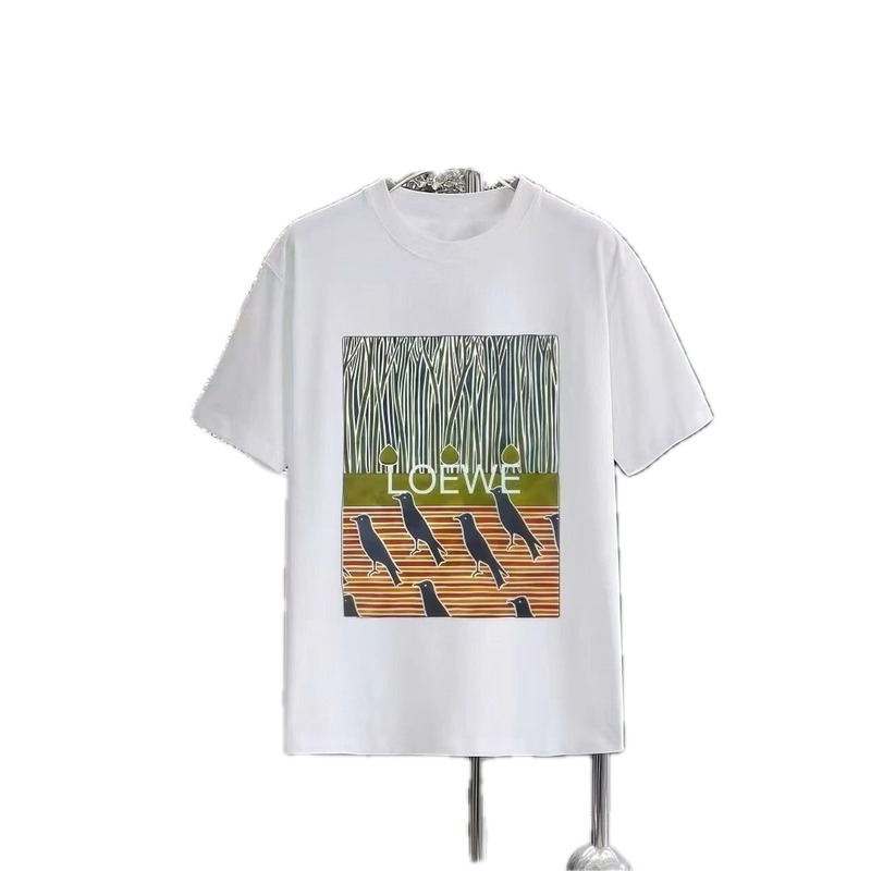 LOEWE Crow Print Streetwear-Style White T-Shirt