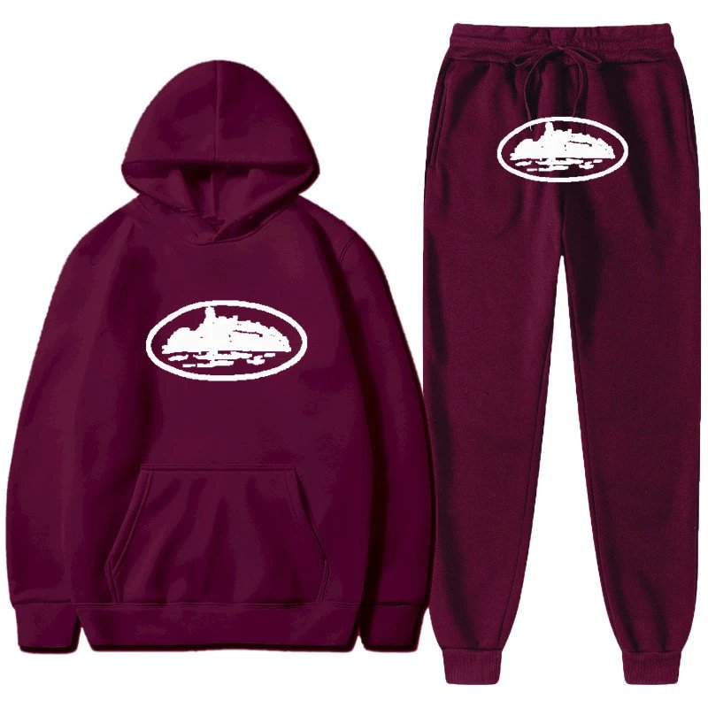 Stussy Burgundy Red Tracksuit Set Relaxed Styling Logo