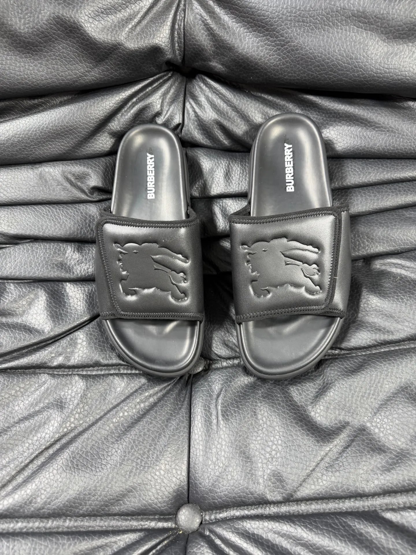 Burberry Warhorse Embossed Minimalist Black Slides