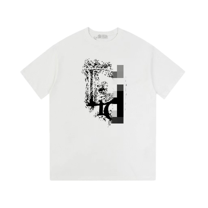 Dior Distressed Print Street Style White T-Shirt