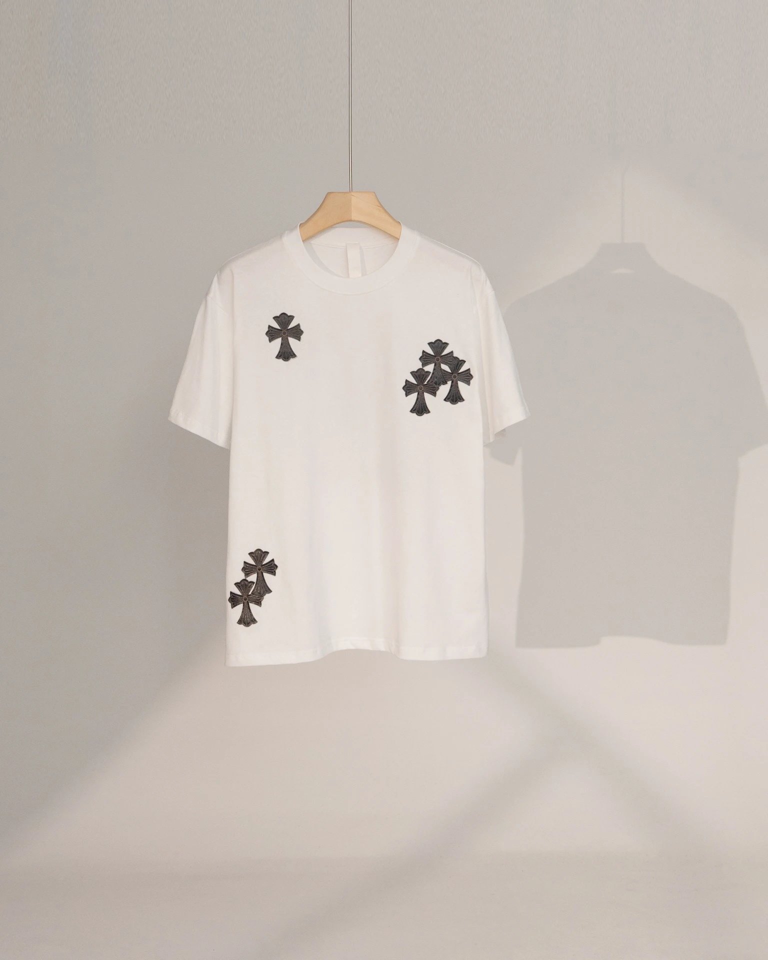 Chrome Hearts Cross Patch Street Style White T-Shirt
