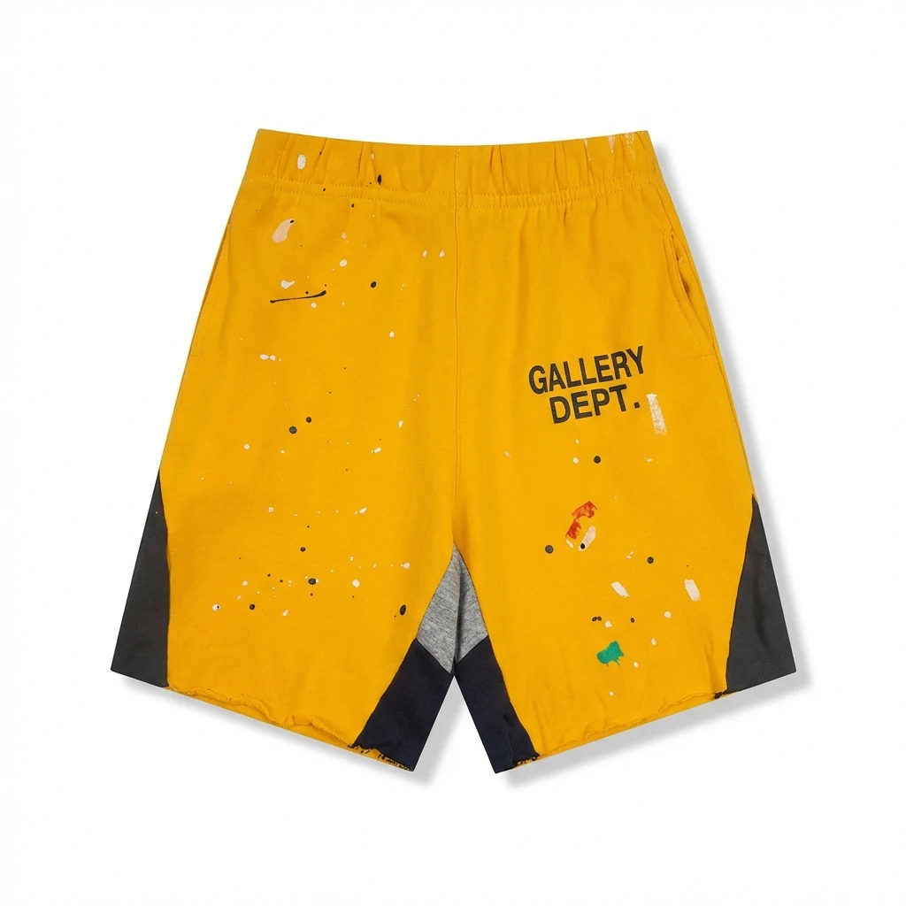 Gallery Dept splashed ink style yellow shorts