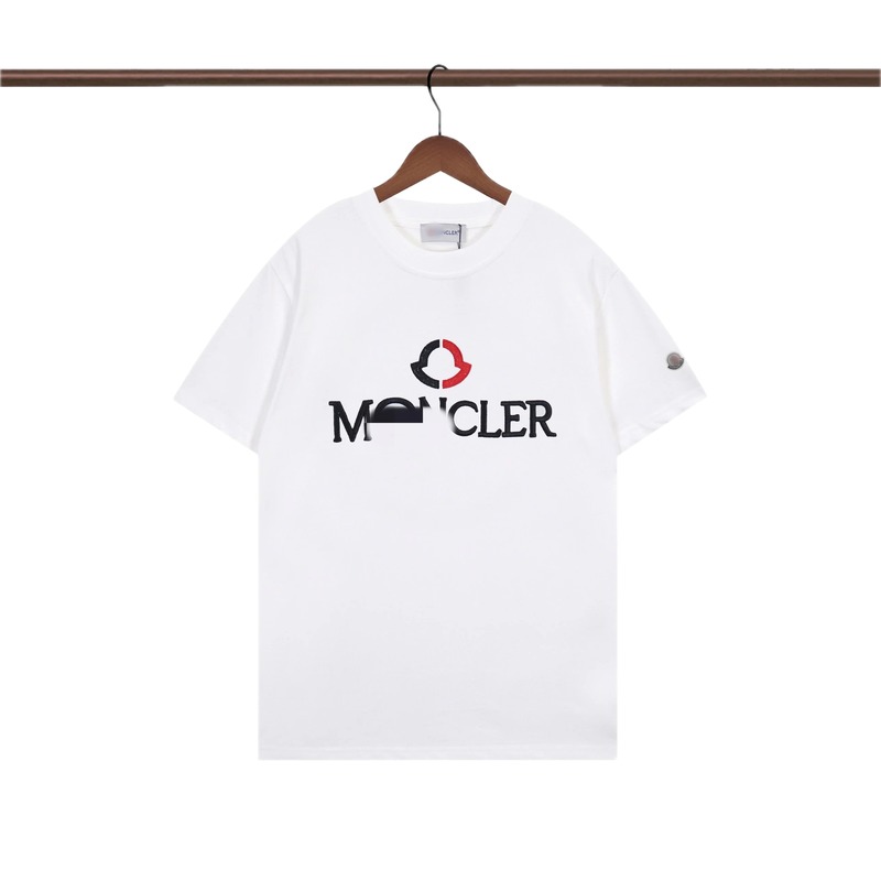 Moncler Embroidered Casual Style White T-Shirt
