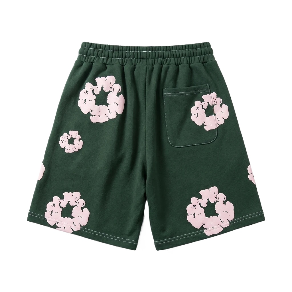 DENIM TEARS Floral Print Dark Green Shorts