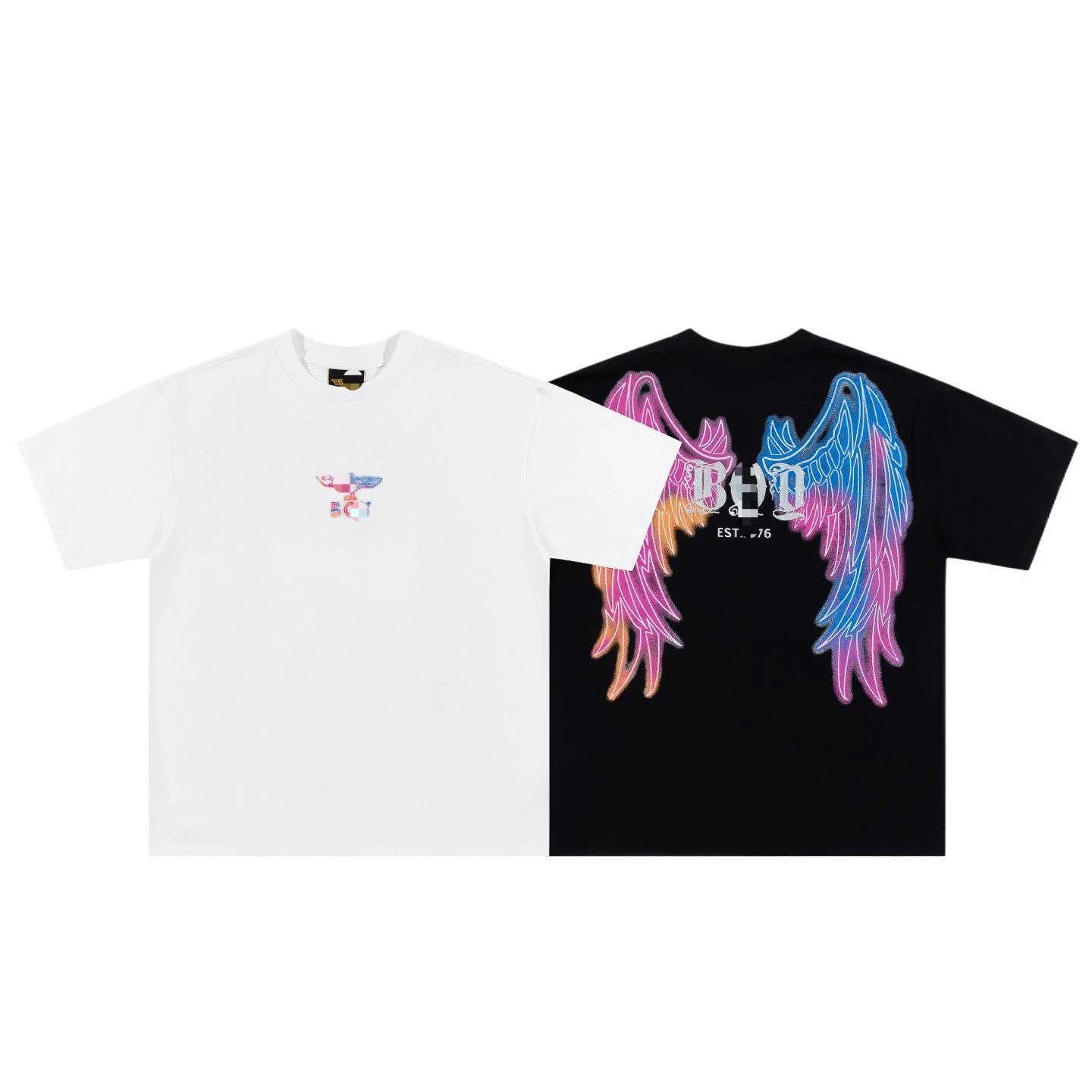 BOY Wing Print Street Style Gradient Short-sleeve T-shirt