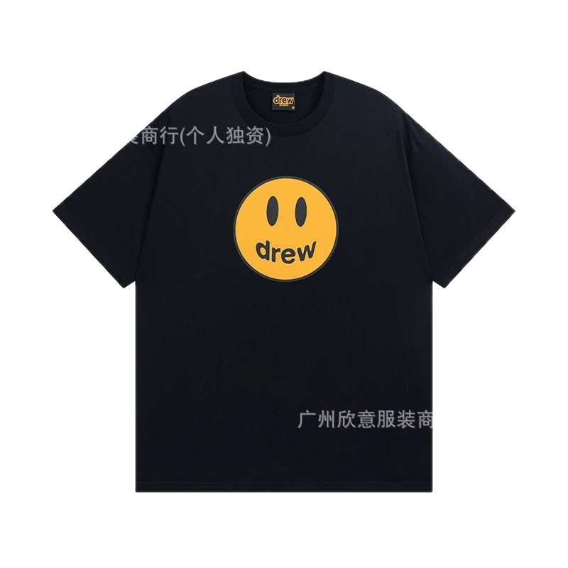 DREW Smiley Street Style Black Short-sleeve T-shirt