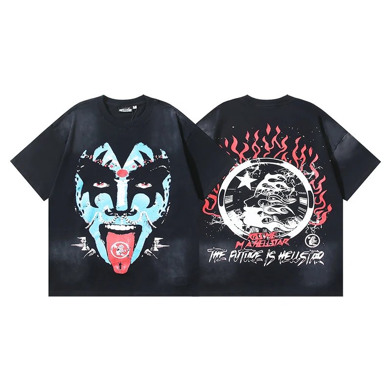 Hellstar Grimace Print Street Style Black T-Shirt