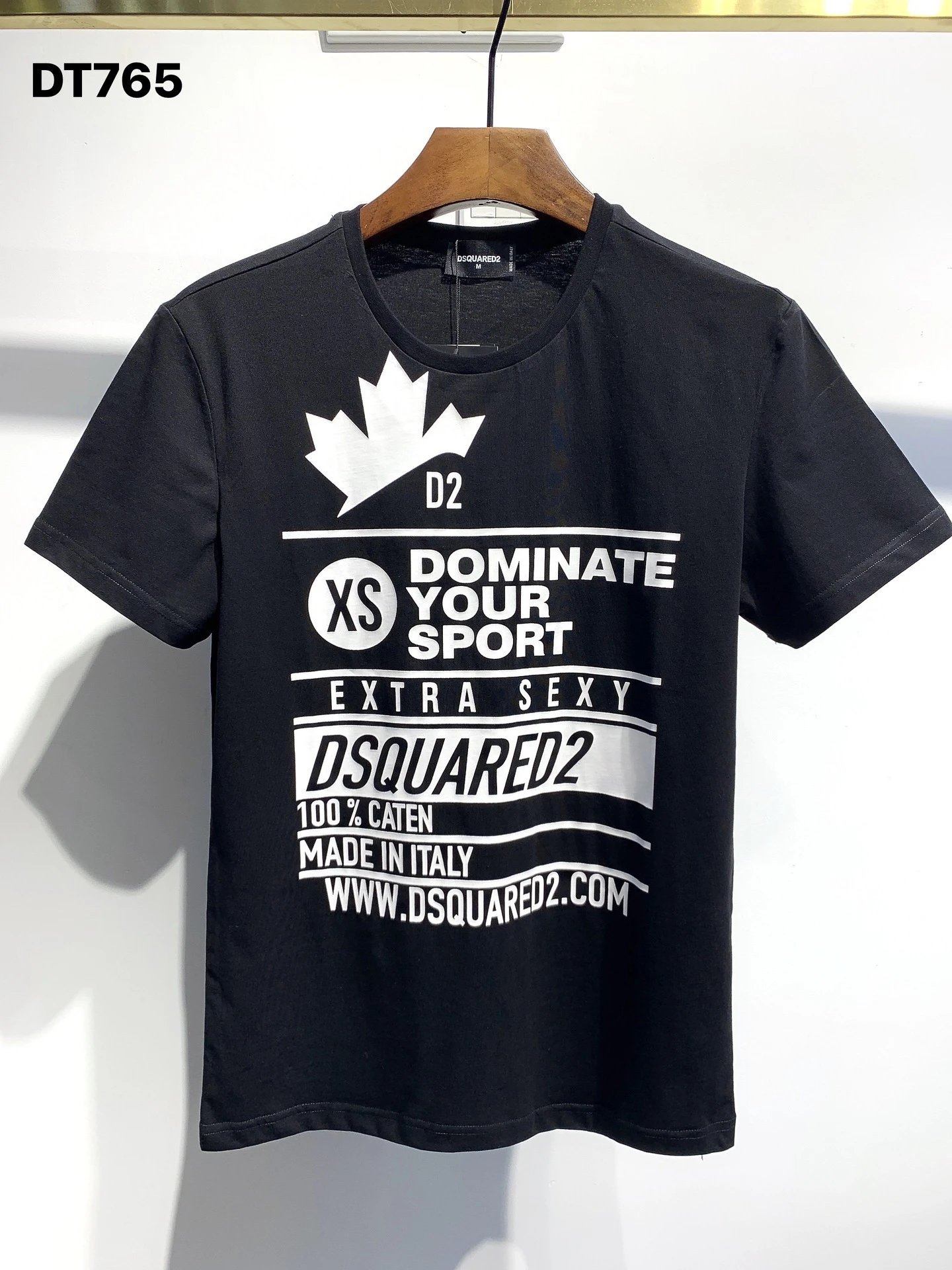DSQ Maple Leaf Print Trendy Black Short-sleeve T-shirt