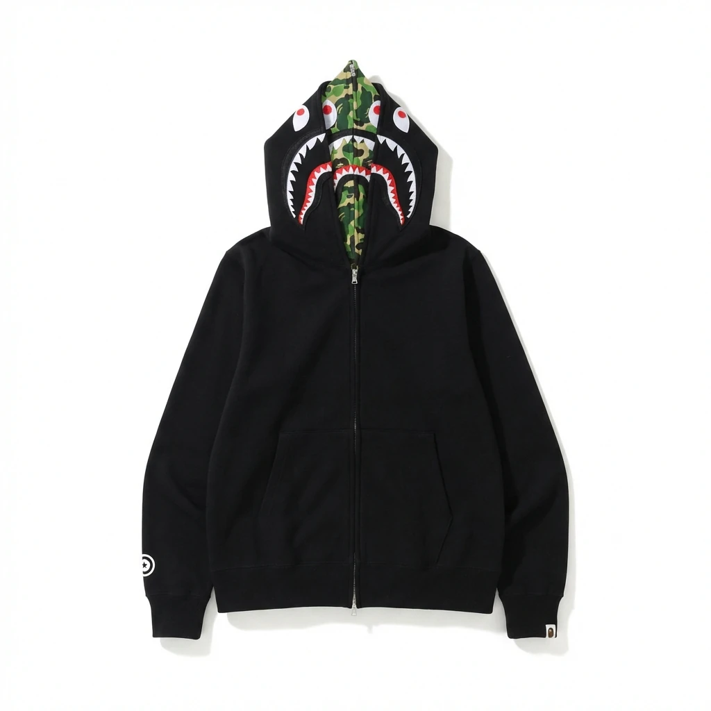Bape Shark Camouflage Style Black Sweatshirt