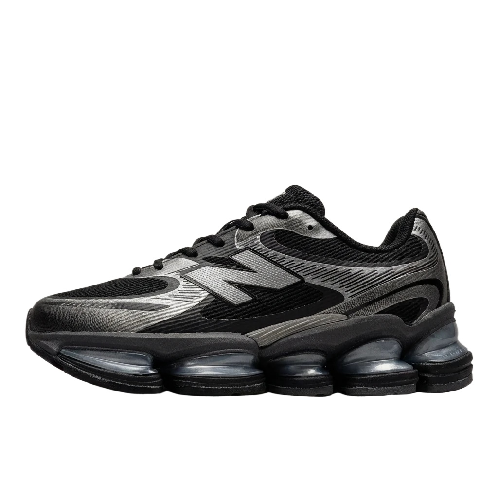 New Balance retro black and silver sports shoes