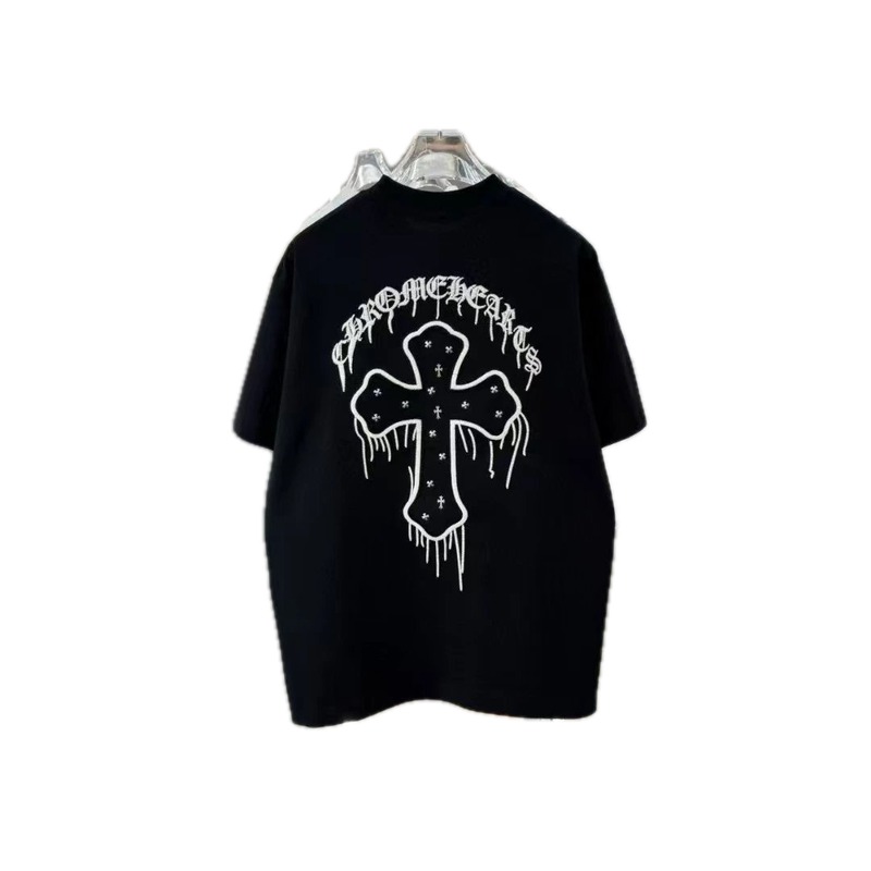 Chrome Hearts Cross Embroidery Street Style Black T-Shirt