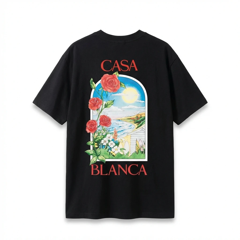 Casablanca - printed casual - style black T - shirt