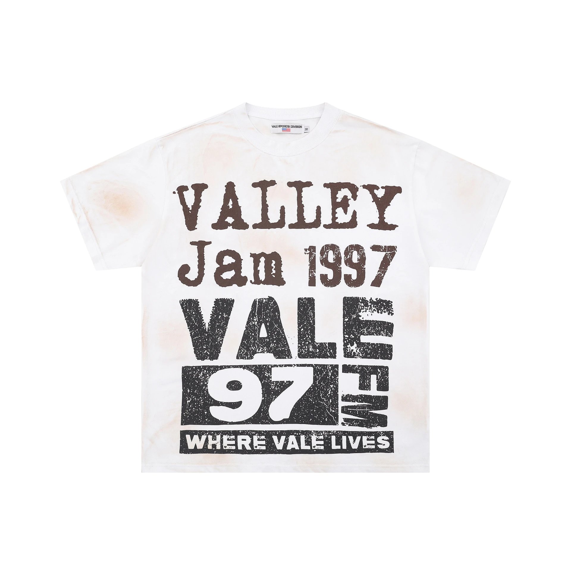 Valley 1997 Series Vintage Distressed Dirty Dyed White T-Shirt