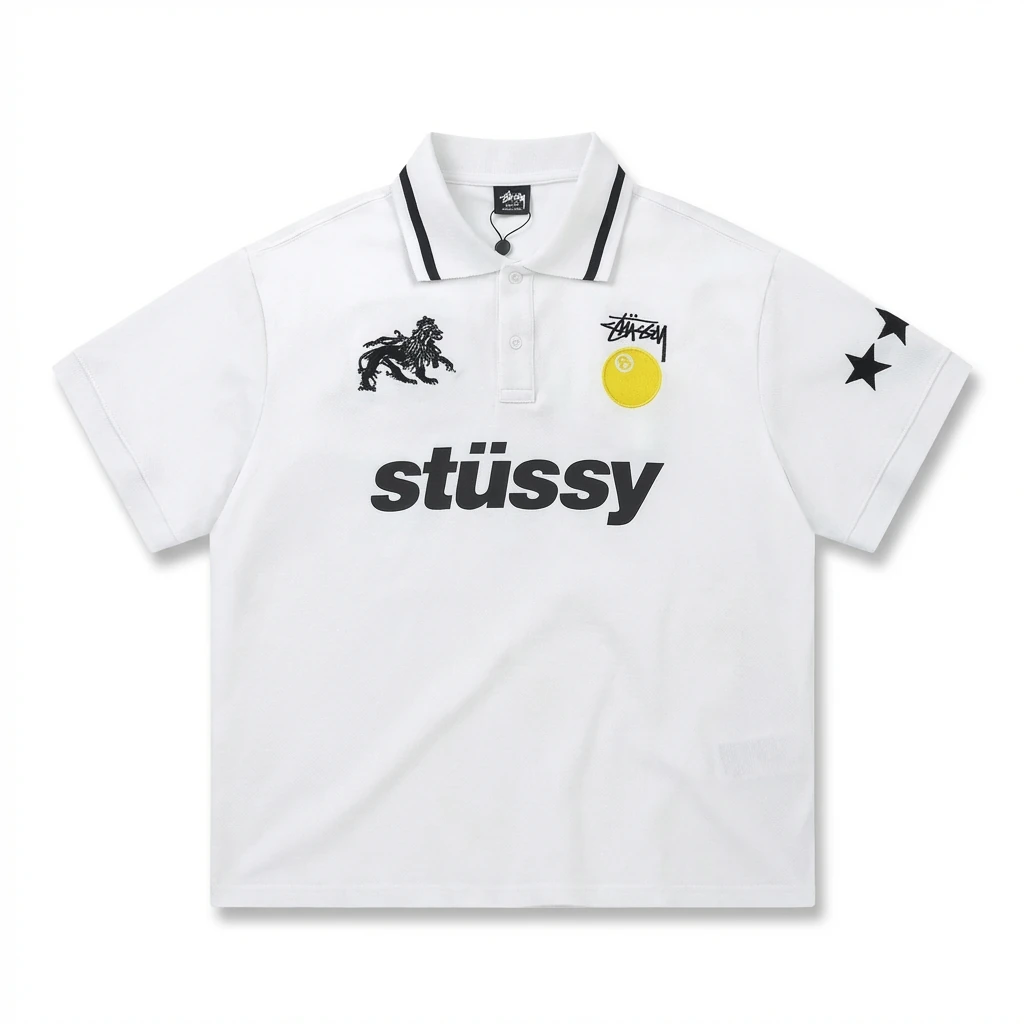 Stussy printed casual white shirt