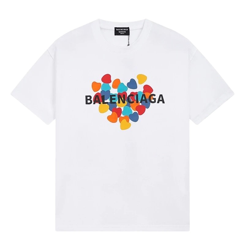 Balenciaga White T-shirt with Heart Print