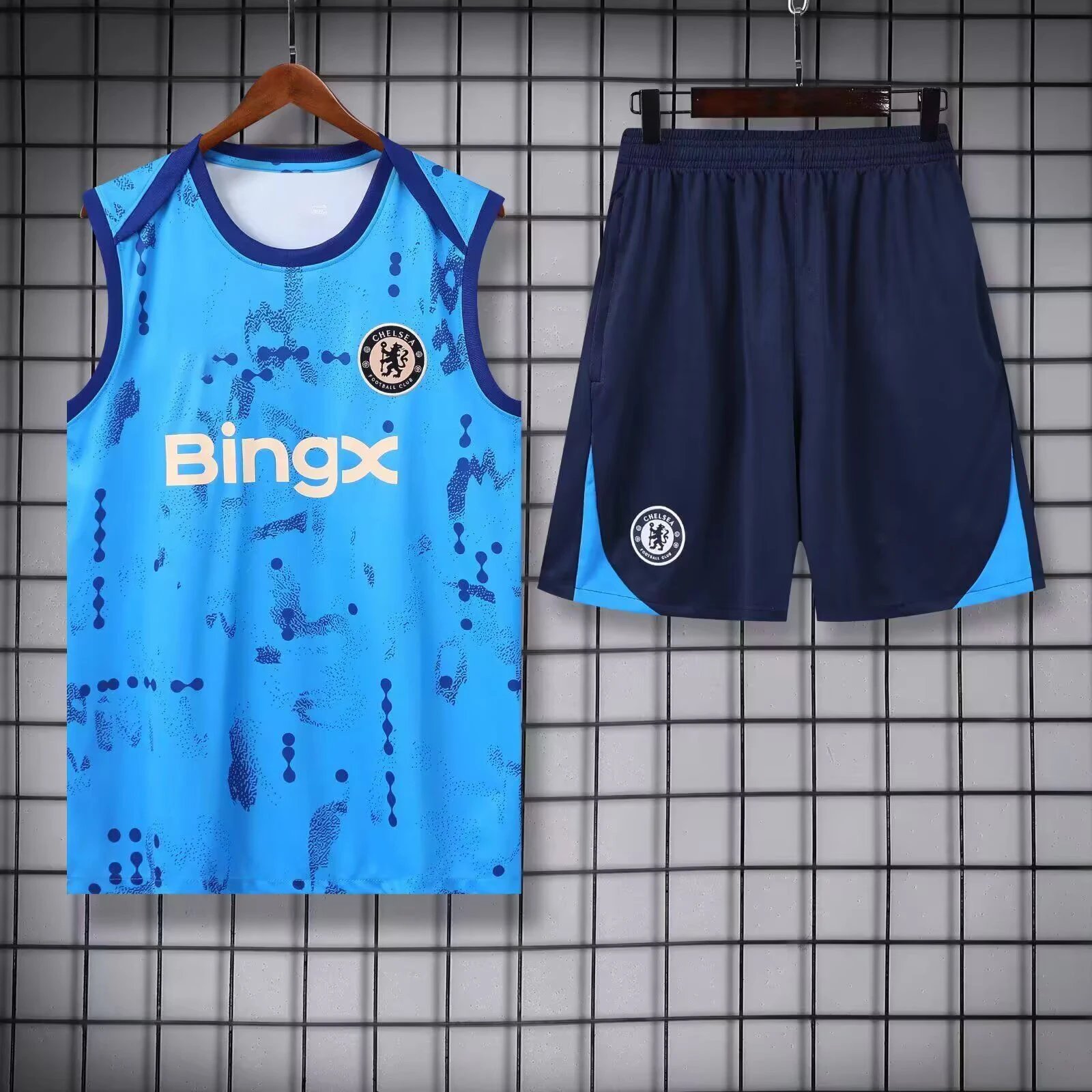 Real Madrid Sport Training jersey set Navy Sleeveless Top for Collection Drops