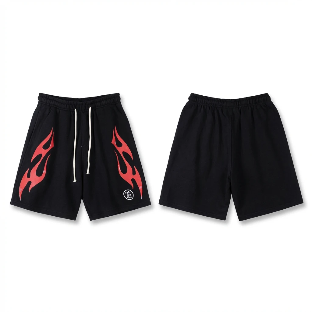 Hellstar Flame Wind Black Shorts