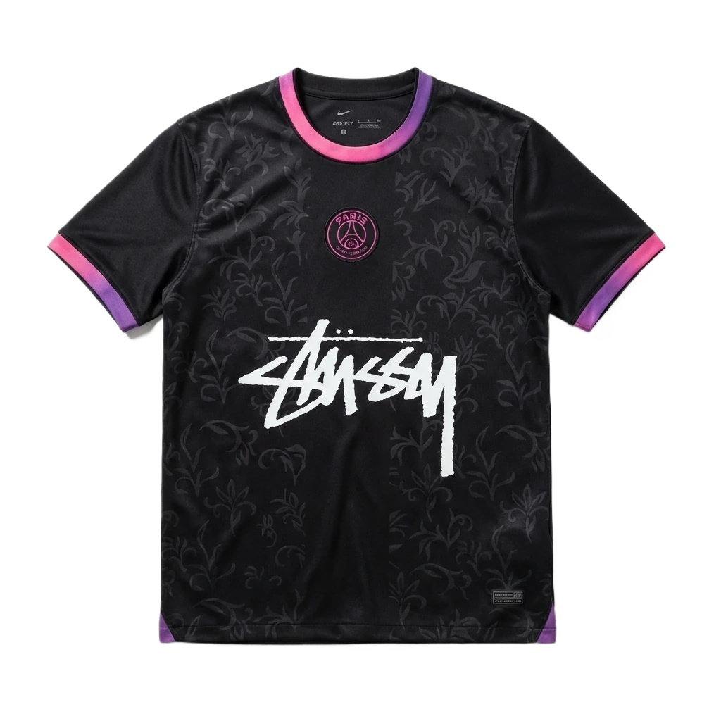 Stussy Paris Co-branded Style Black T-shirt