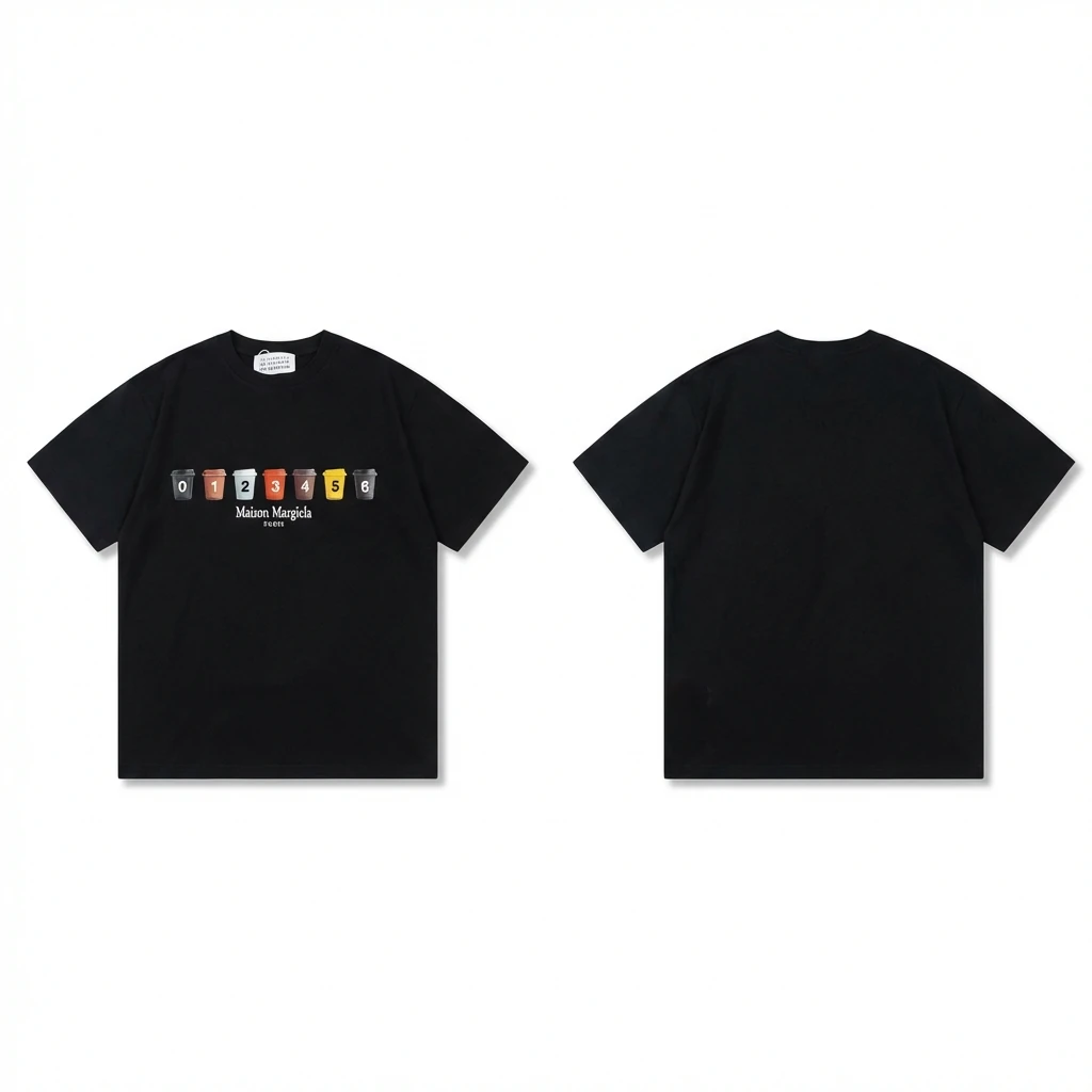 Maison Margiela digital print style black T-shirt
