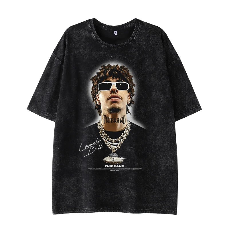 Tupac Daily Portrait graphic T-shirt Black Tupac Collage for City Outfits