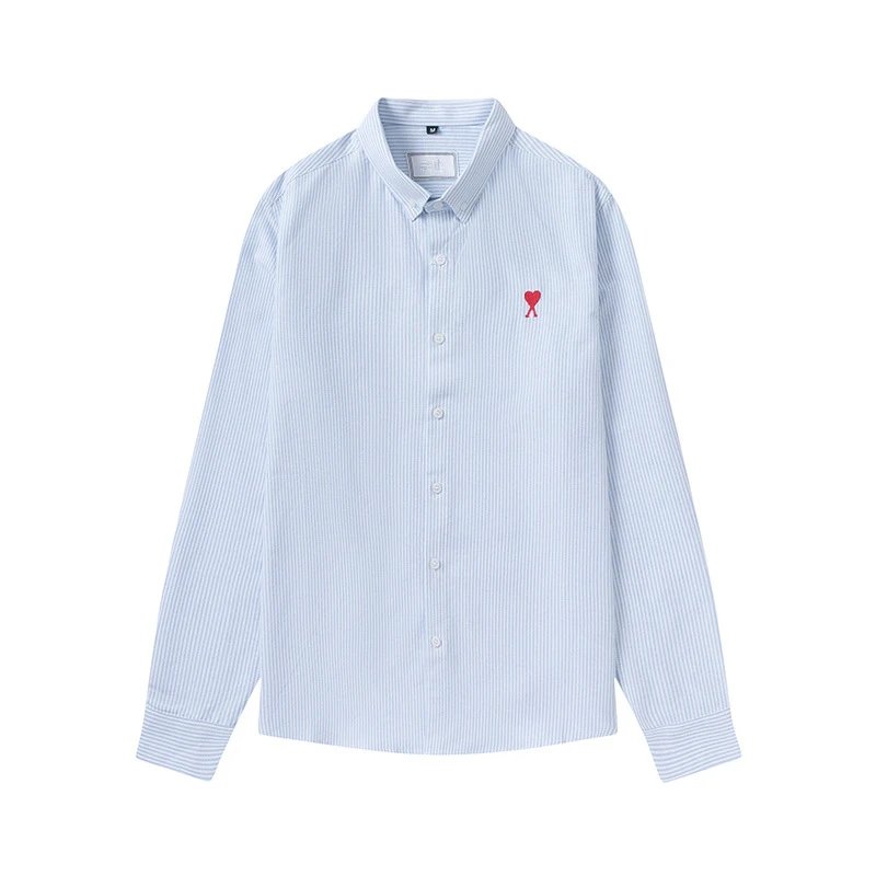 AMI striped minimalist style blue shirt