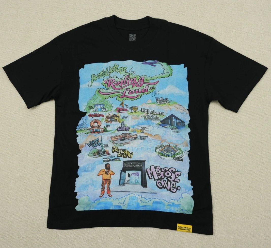 Rolling Loud Graffiti Hip-Hop Style Black T-Shirt
