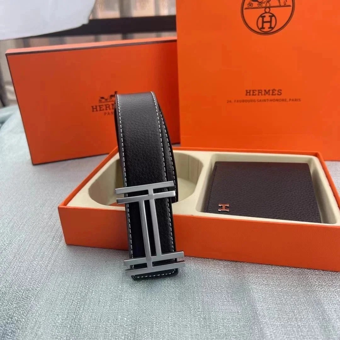 Hermes Weekend Accessory Focus Reversible Leather Belt Gift Ready