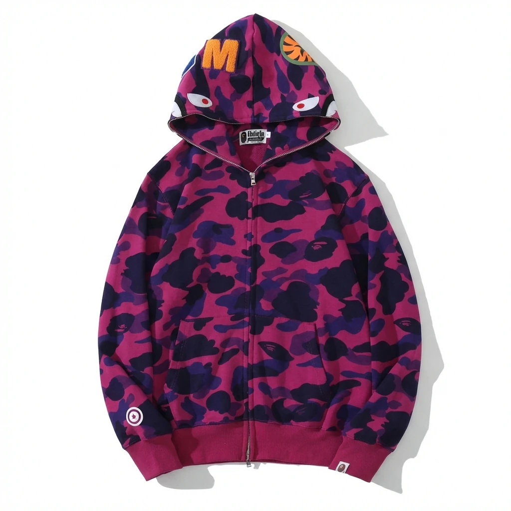 Bape camouflage style purple-pink hoodie
