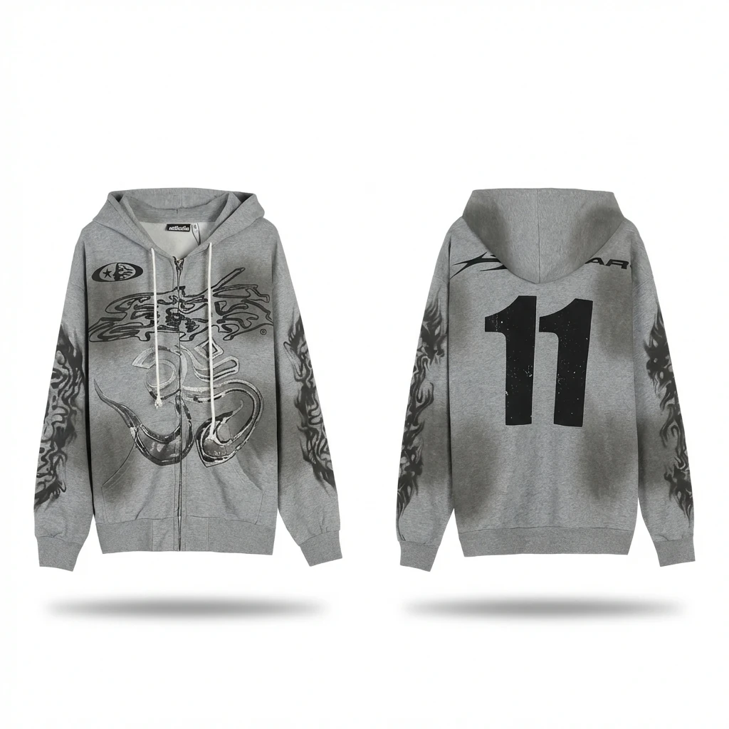Hellstar Flame Wind Gray Sweatshirt