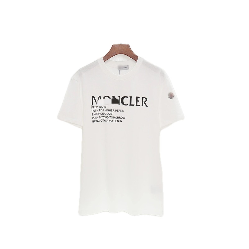 Moncler Letter Print Casual Style White T-Shirt
