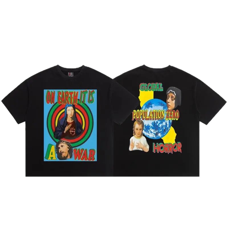 SAINT Religious Print Vintage Style Black T-Shirt