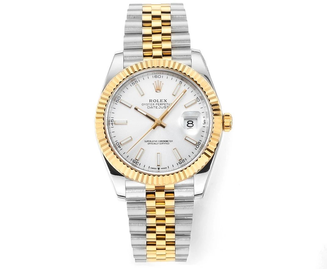 Rolex Two-Tone Datejust Watch - White Baton Dial Travel Edit