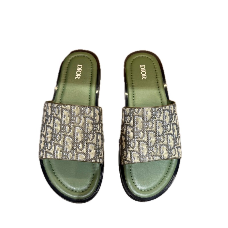 Dior Vintage Monogram Green Slides