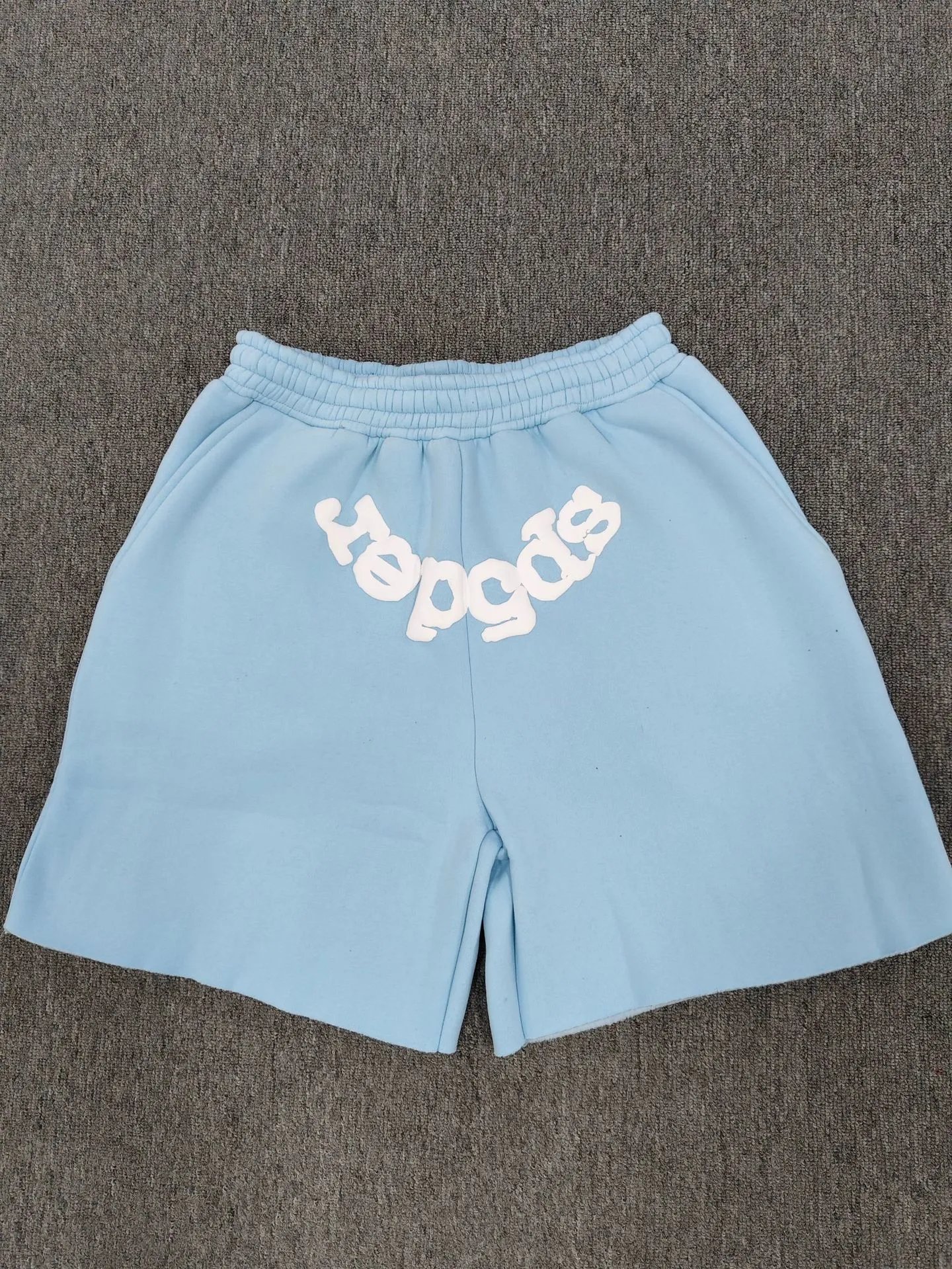 Sp5der Foam Print Street Style Light Blue Shorts