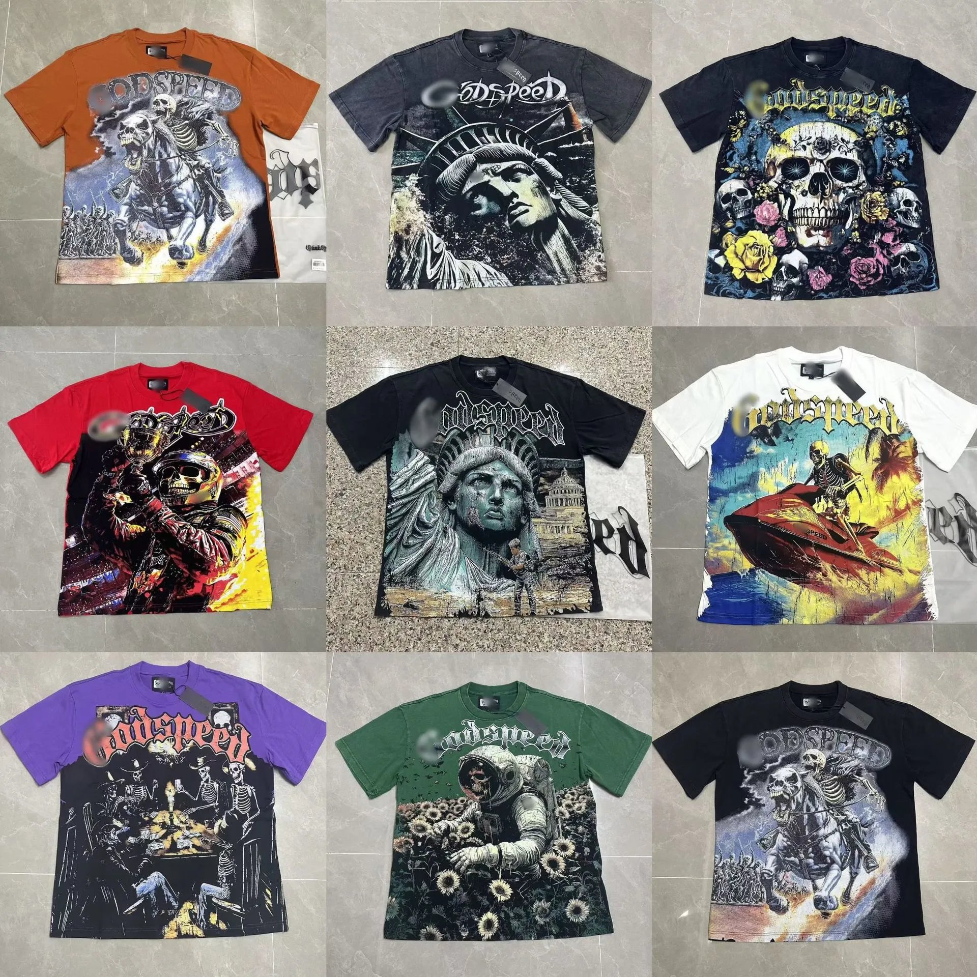 Godspeed Skull Print Street Style Black T-Shirt