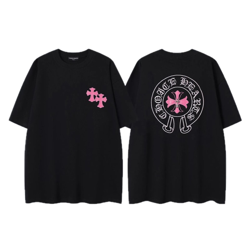 Chrome Hearts Cross Embroidered Street-style Black T-Shirt