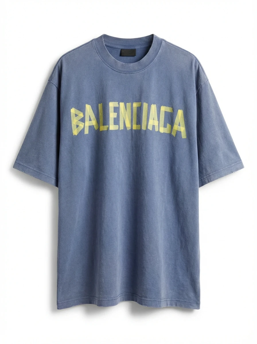 Balenciaga letter-style blue T-shirt