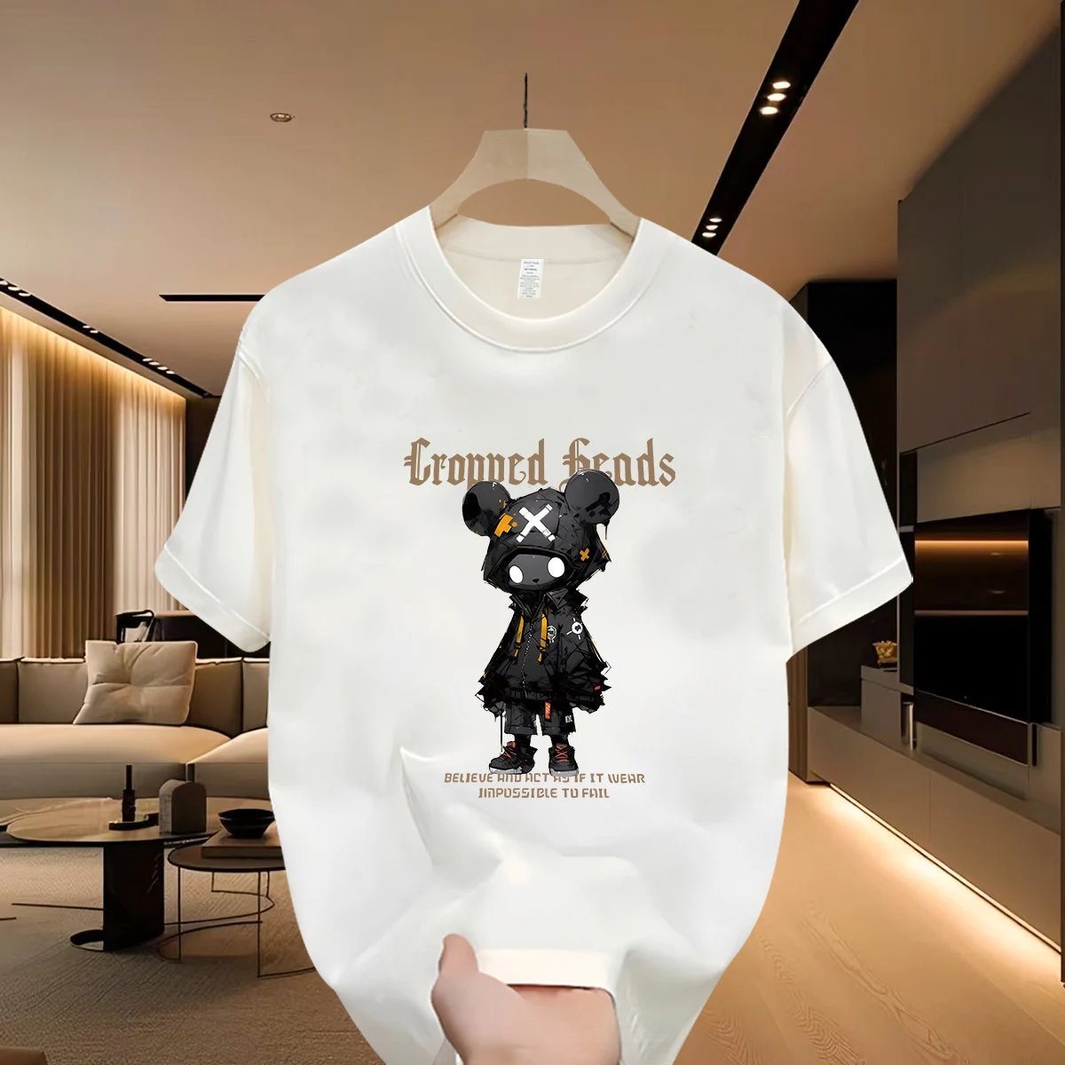 Gloomy Bear Printed Street-style Off-white Short-sleeve T-shirt